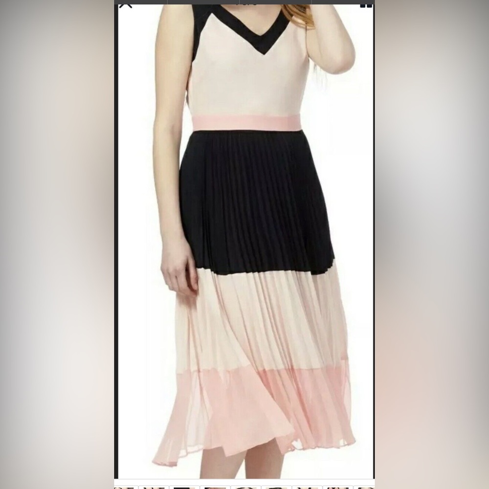 Women’s multi color v neck pleated dress